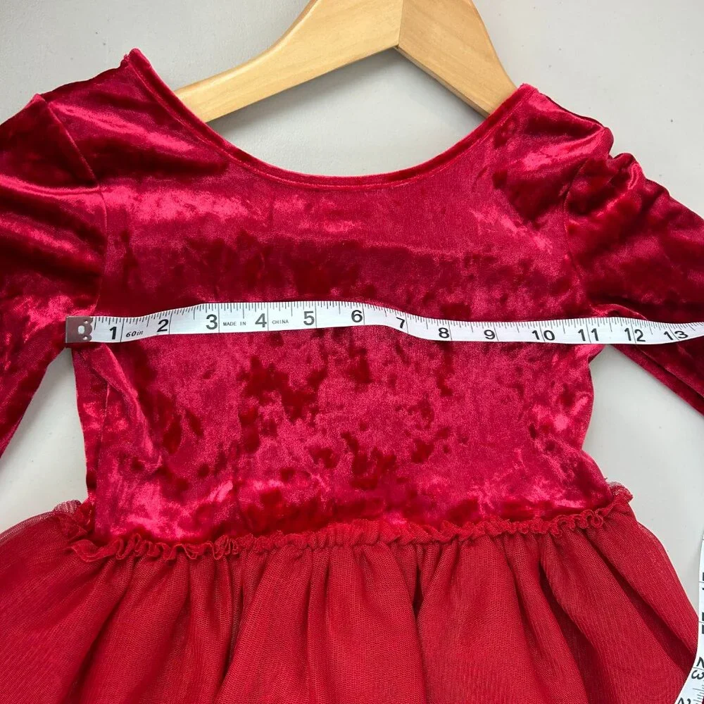 Long Sleeve Velour Tulle Red Velvet Girl's Holiday Dress-Cat & Jack XS